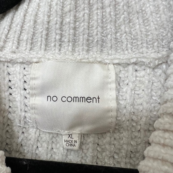 No Comment Womens Pullover‎ Knit Sweater XL Black White Striped Quarter Zip - Picture 4 of 6